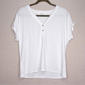 Workshop Republic Clothing Classic White Tee-Women’s M-Henley T-Shirt-Simple-NEW